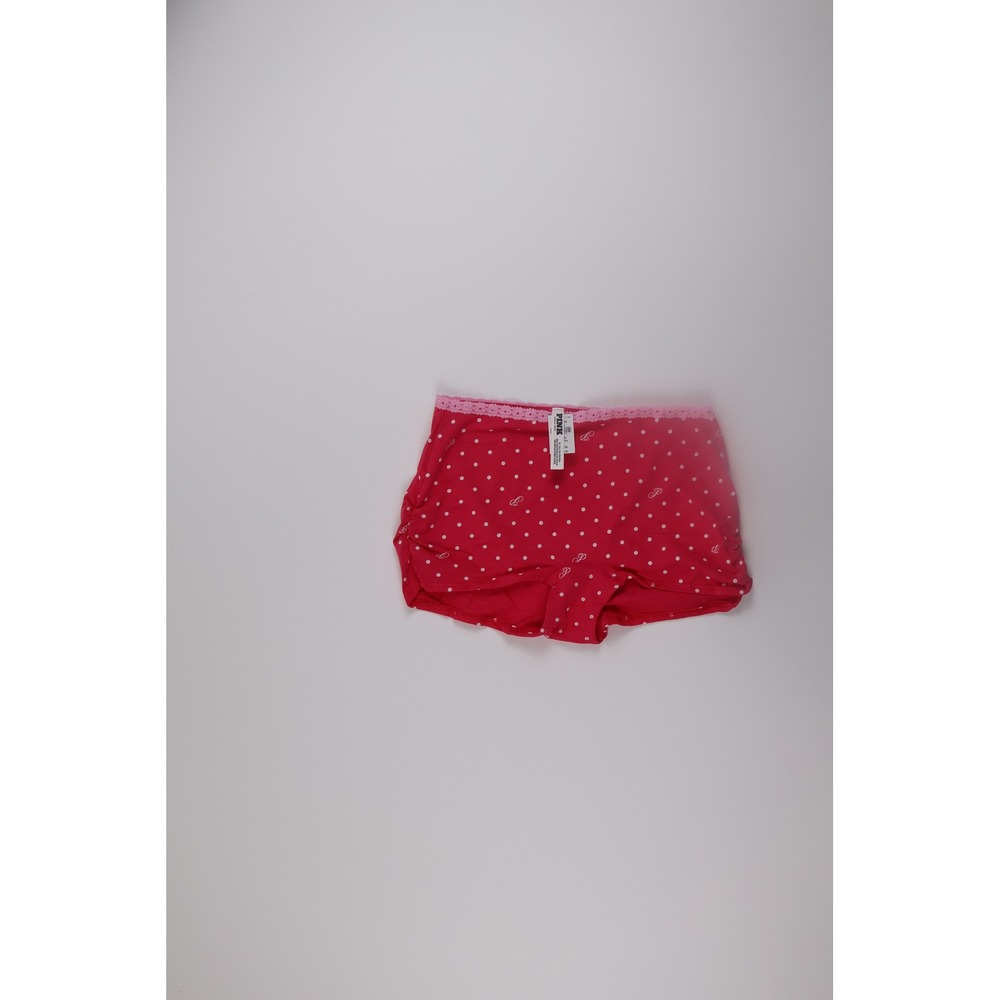 Victoria Secret PINK Boy Short Panties XL Red Polka Dot Lace Trim Sleepwear